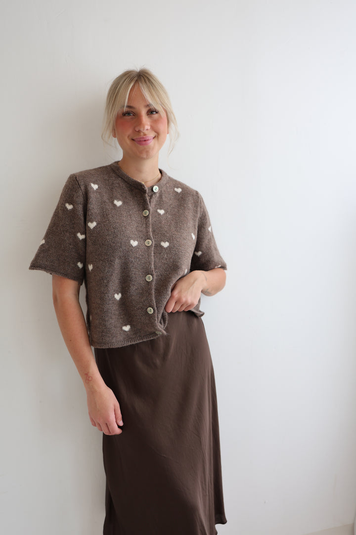 Kurzarm Cardigan Jolina mit Herzprint