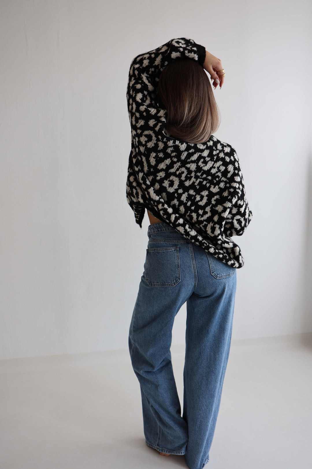 Offener Cardigan mit Leoprint