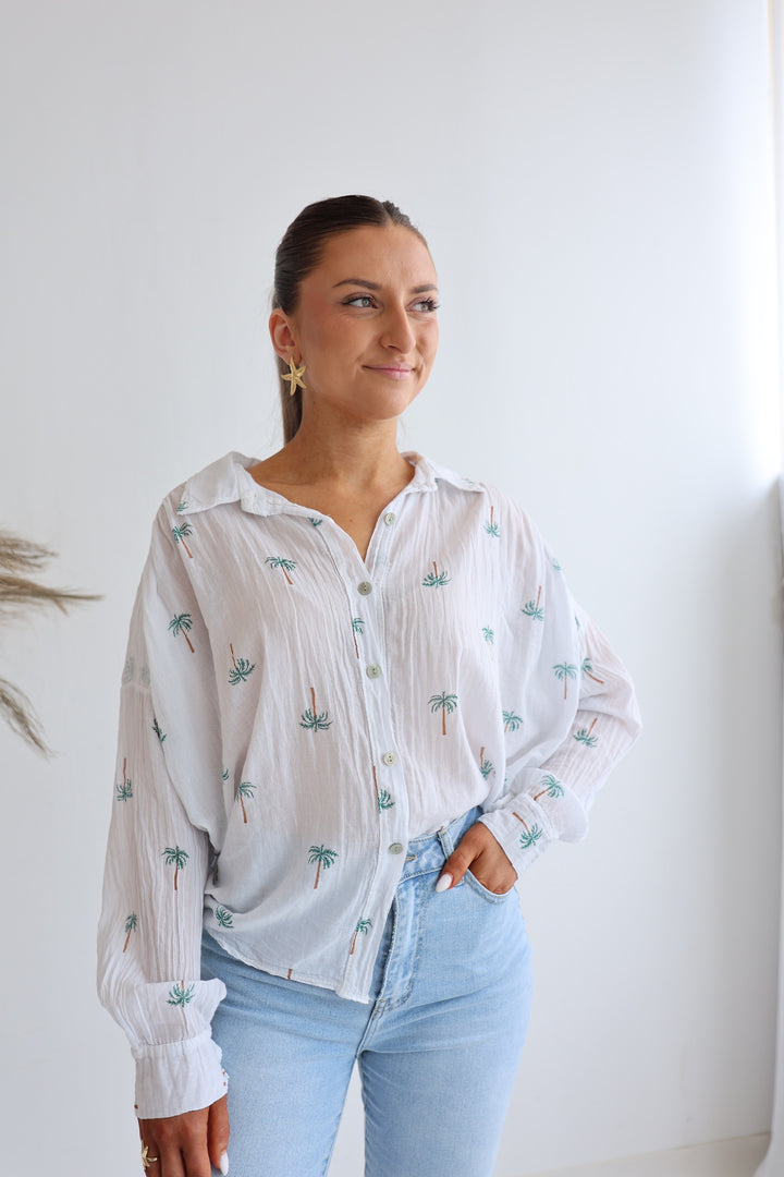 Oversize Baumwollbluse Palm Trees
