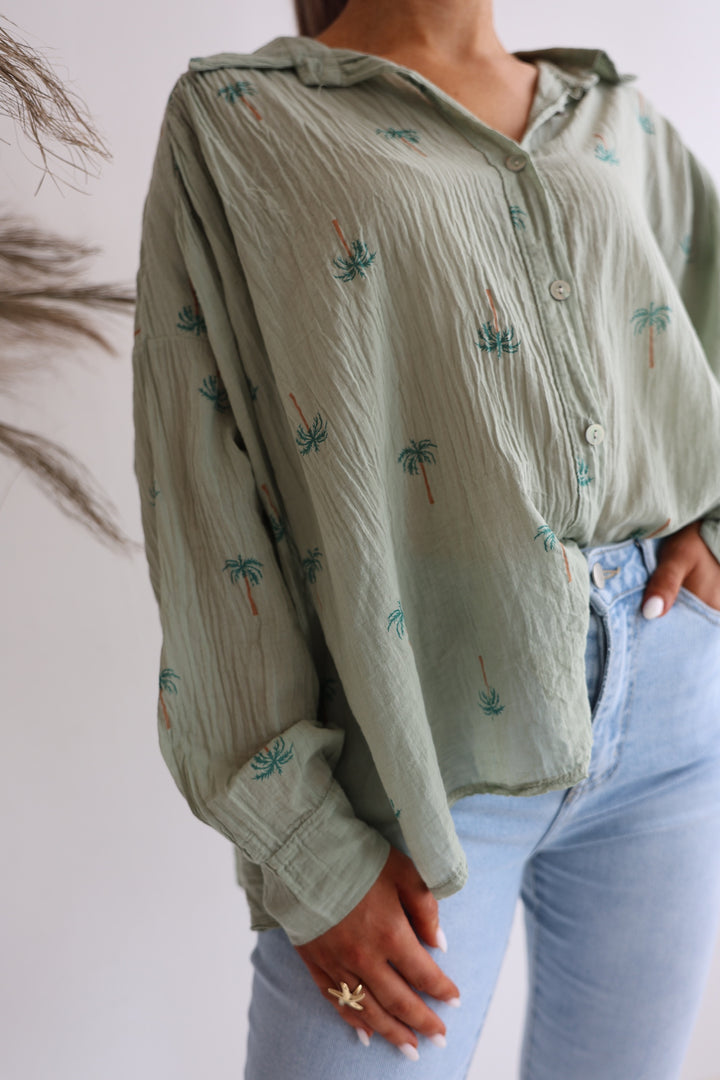 Oversize Baumwollbluse Palm Trees