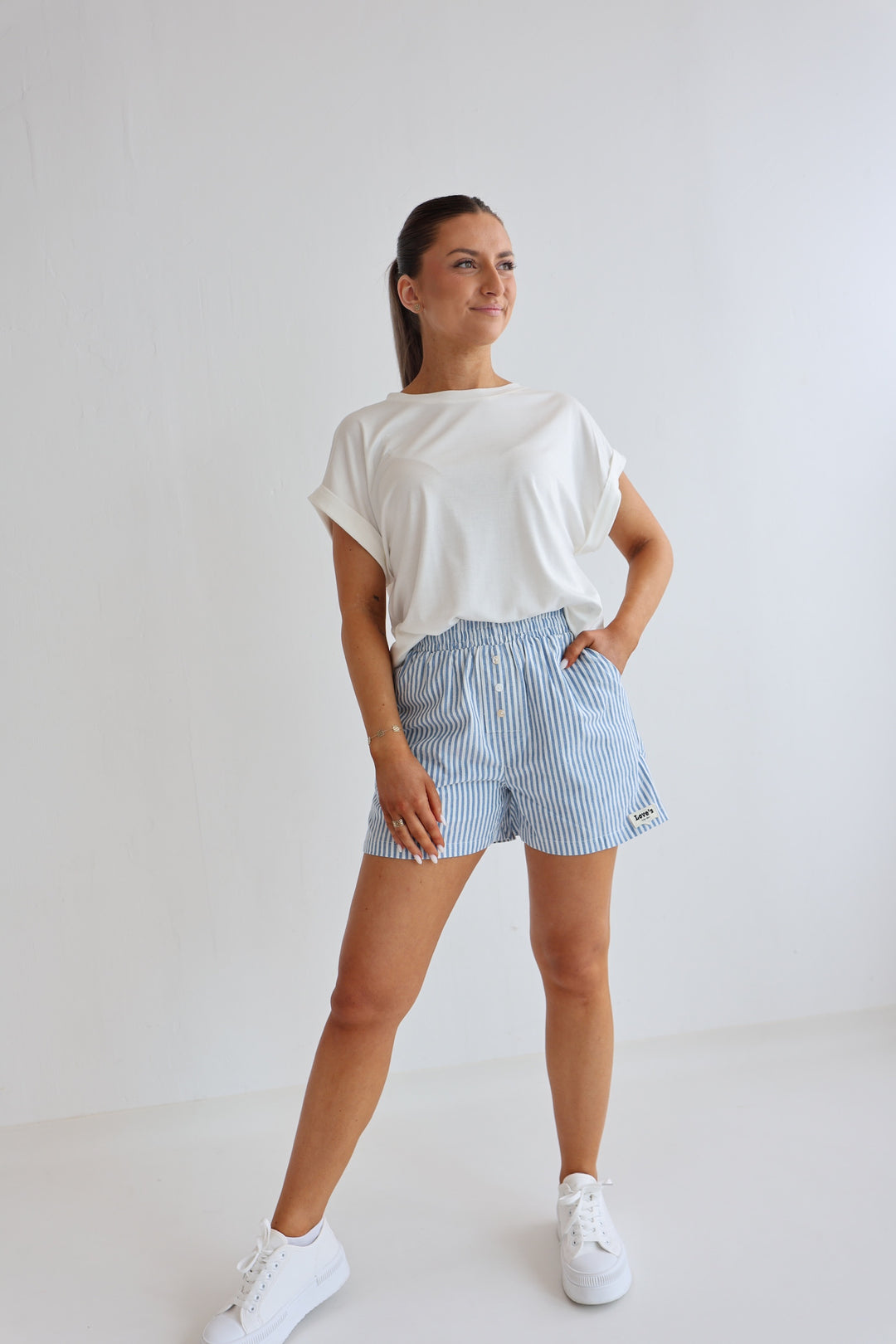 Gestreifte Baumwollshorts Love's