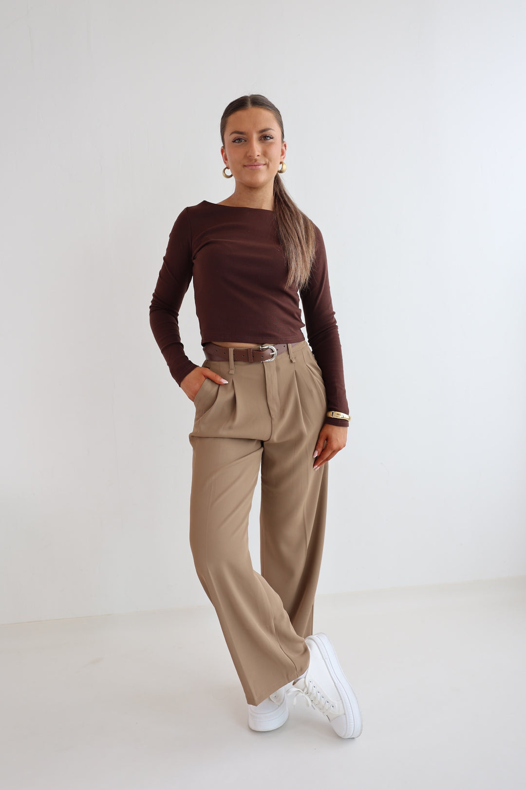 Bundfaltenhose mit Gürtel Anna (23091)