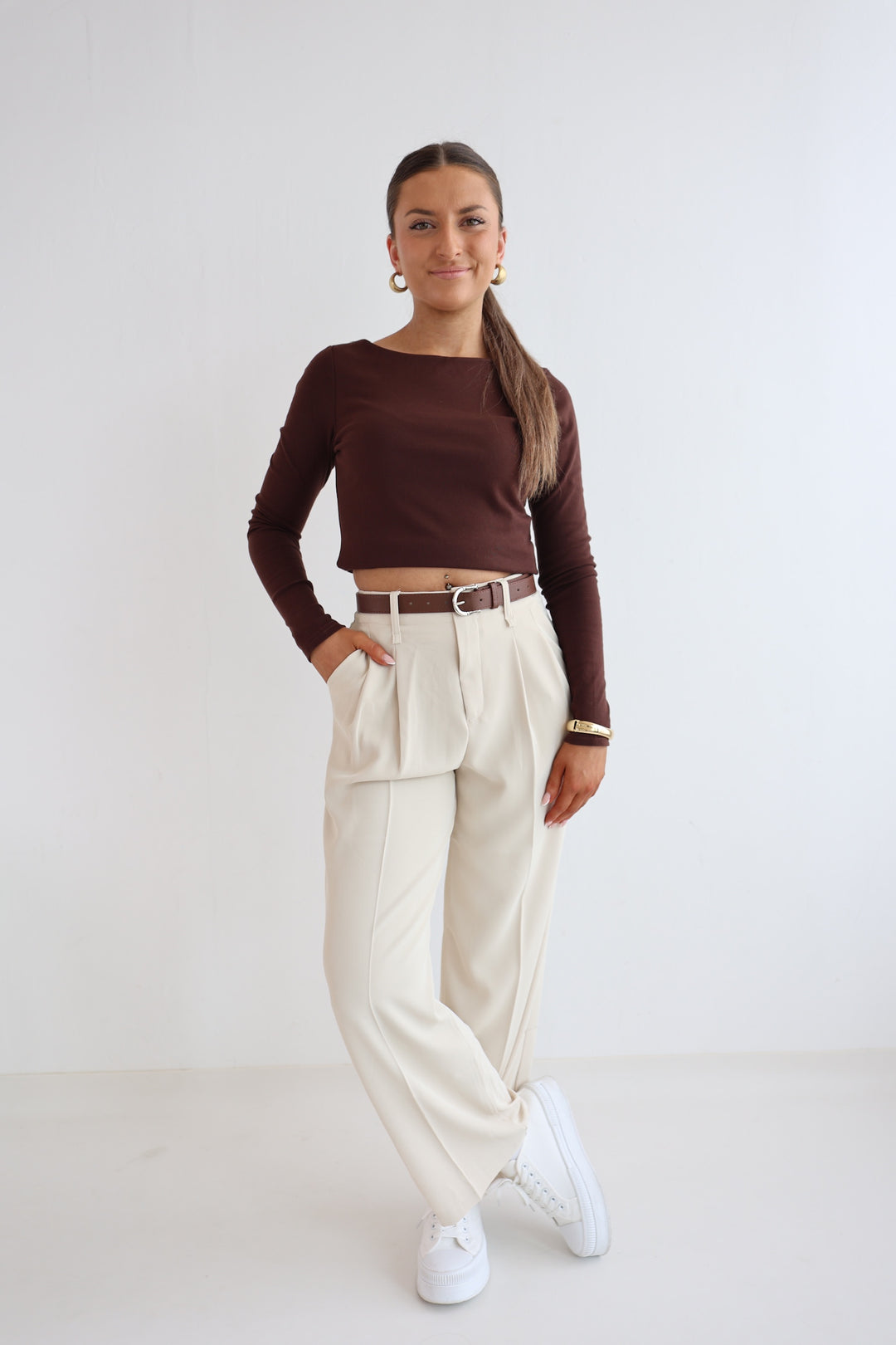 Bundfaltenhose mit Gürtel Anna (23091)