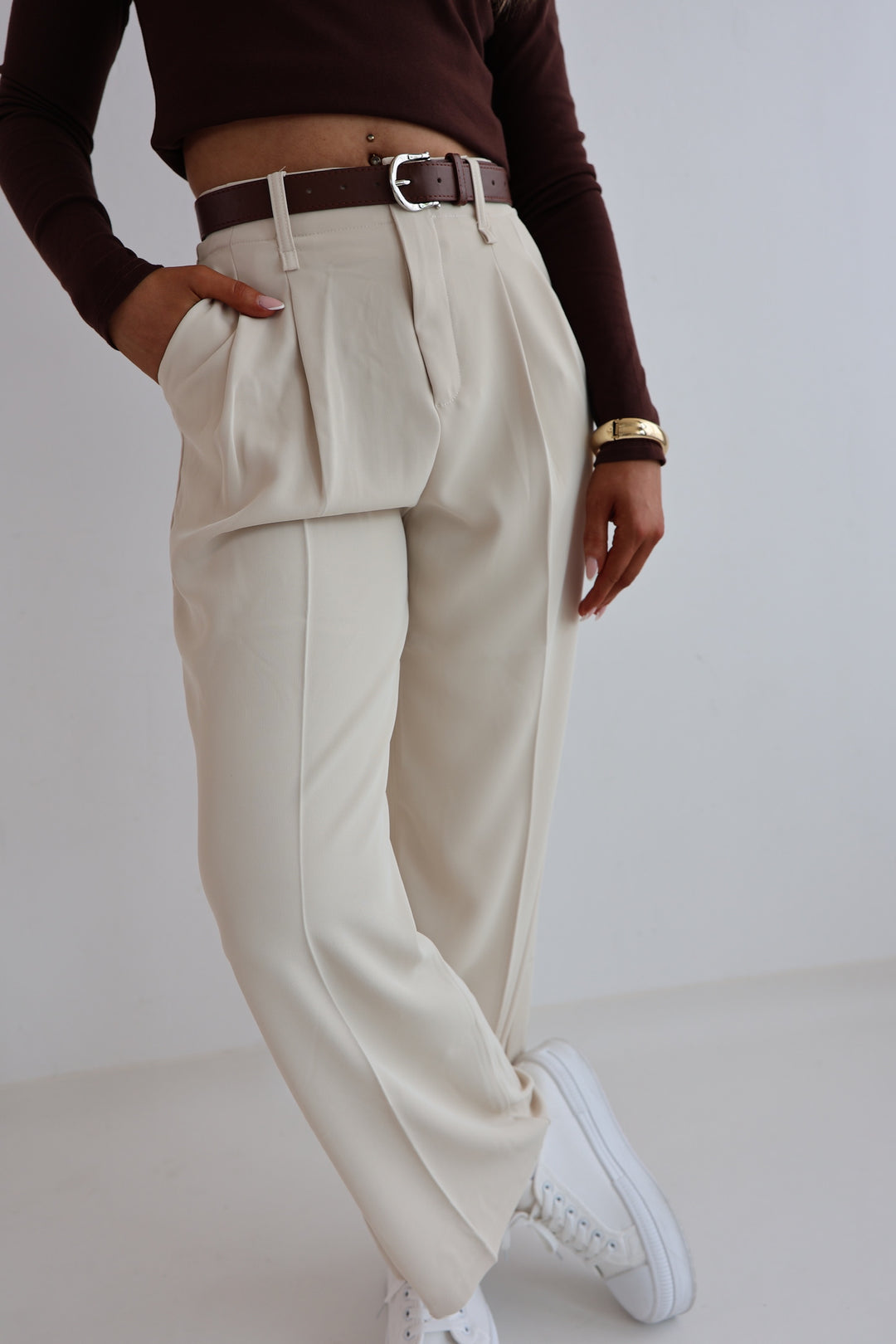 Bundfaltenhose mit Gürtel Anna (23091)