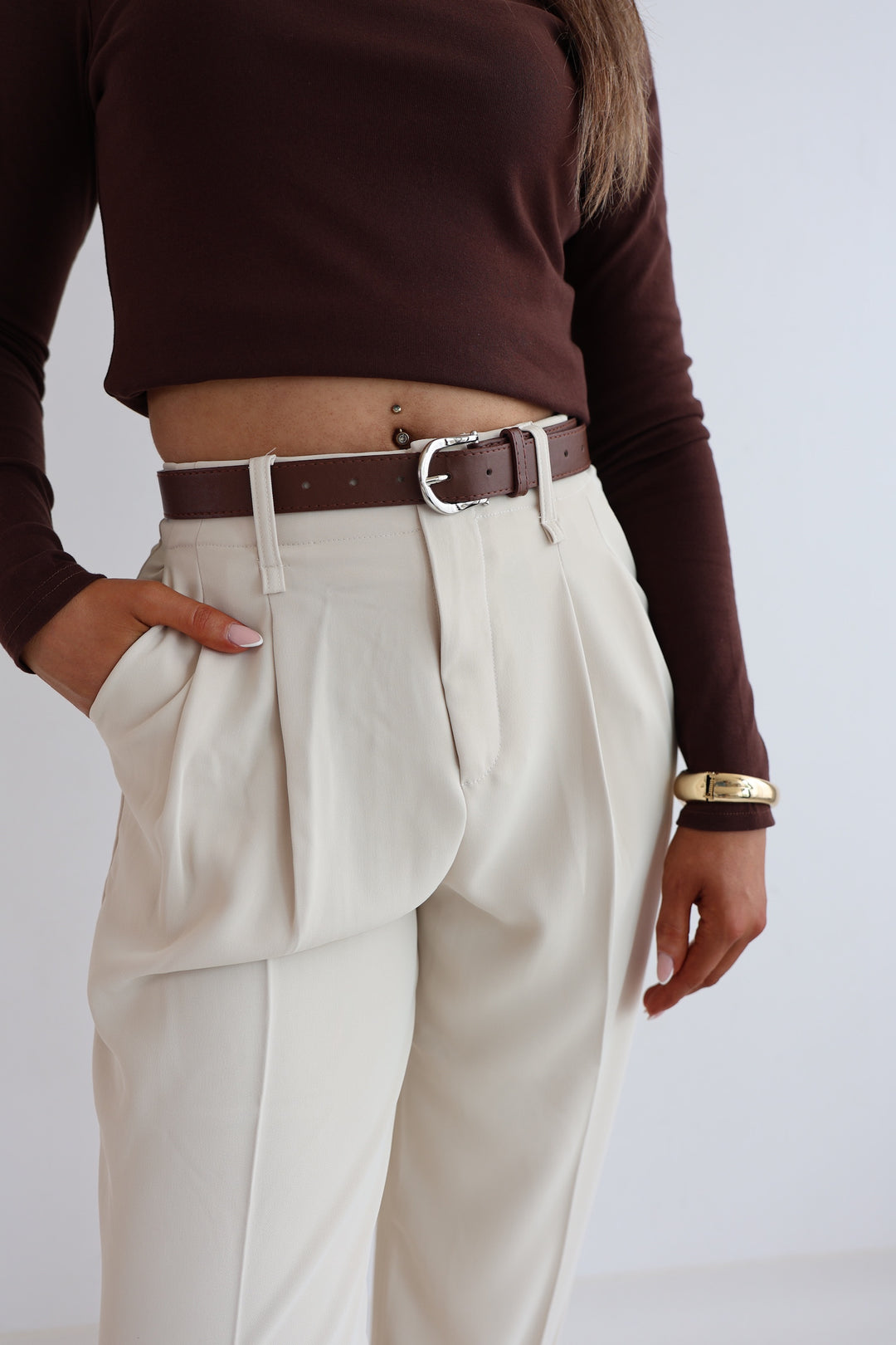 Bundfaltenhose mit Gürtel Anna (23091)