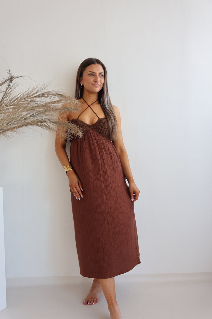 Langes Kleid mit Häkeldetails Midsummer