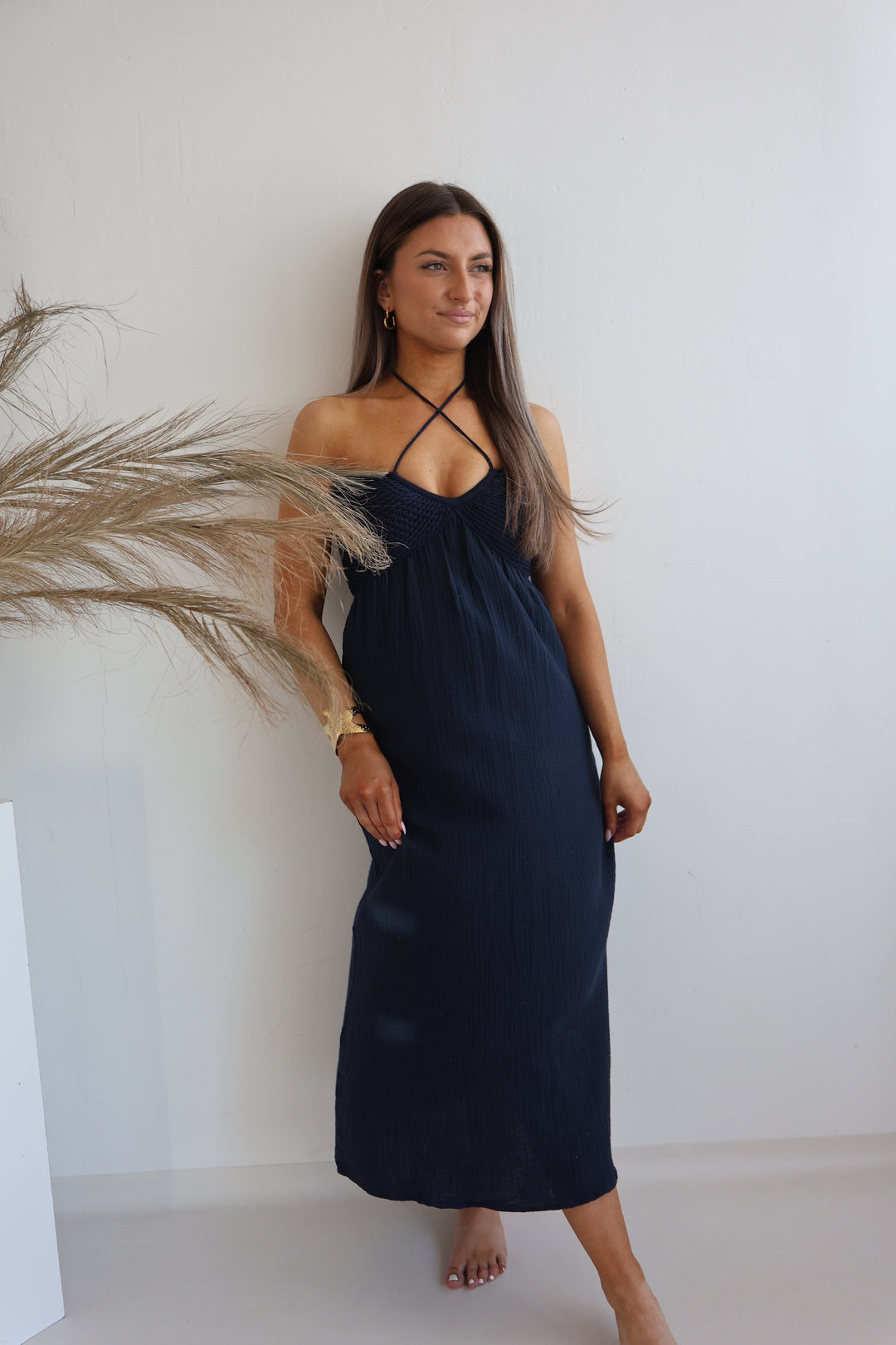 Langes Kleid mit Häkeldetails Midsummer