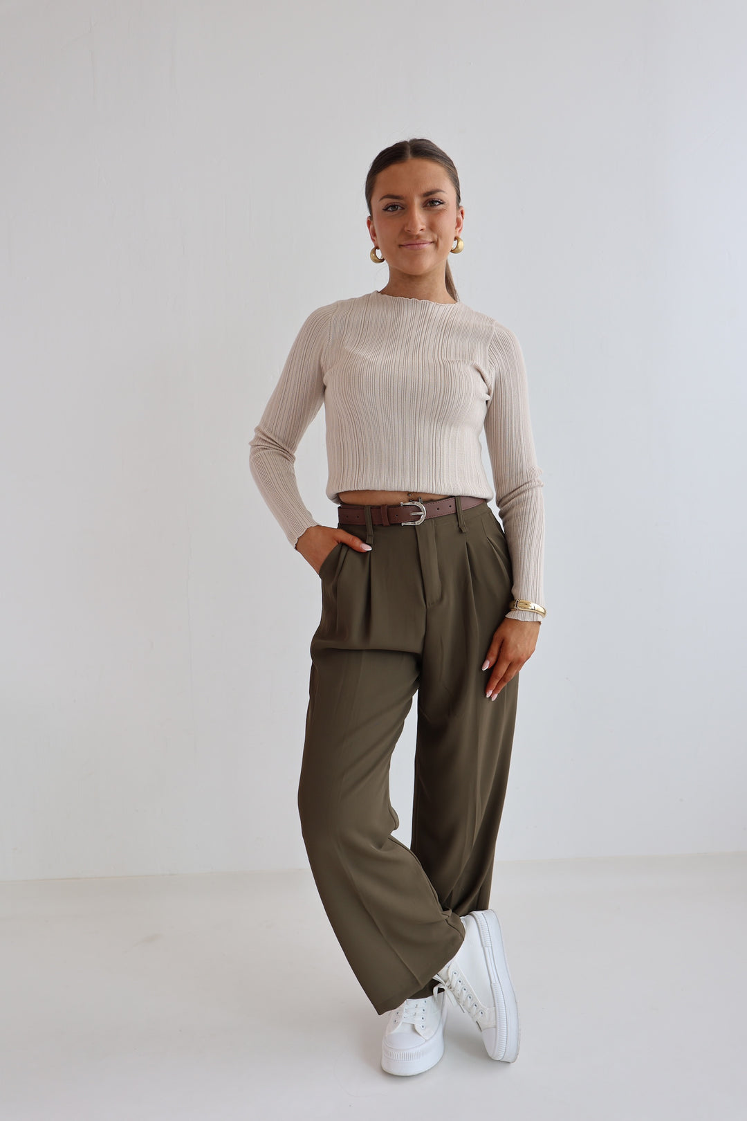 Bundfaltenhose mit Gürtel Anna (23091)