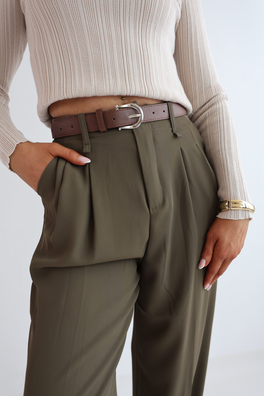 Bundfaltenhose mit Gürtel Anna (23091)