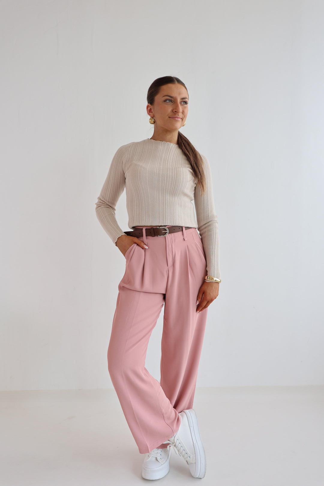 Bundfaltenhose mit Gürtel Anna (23091)
