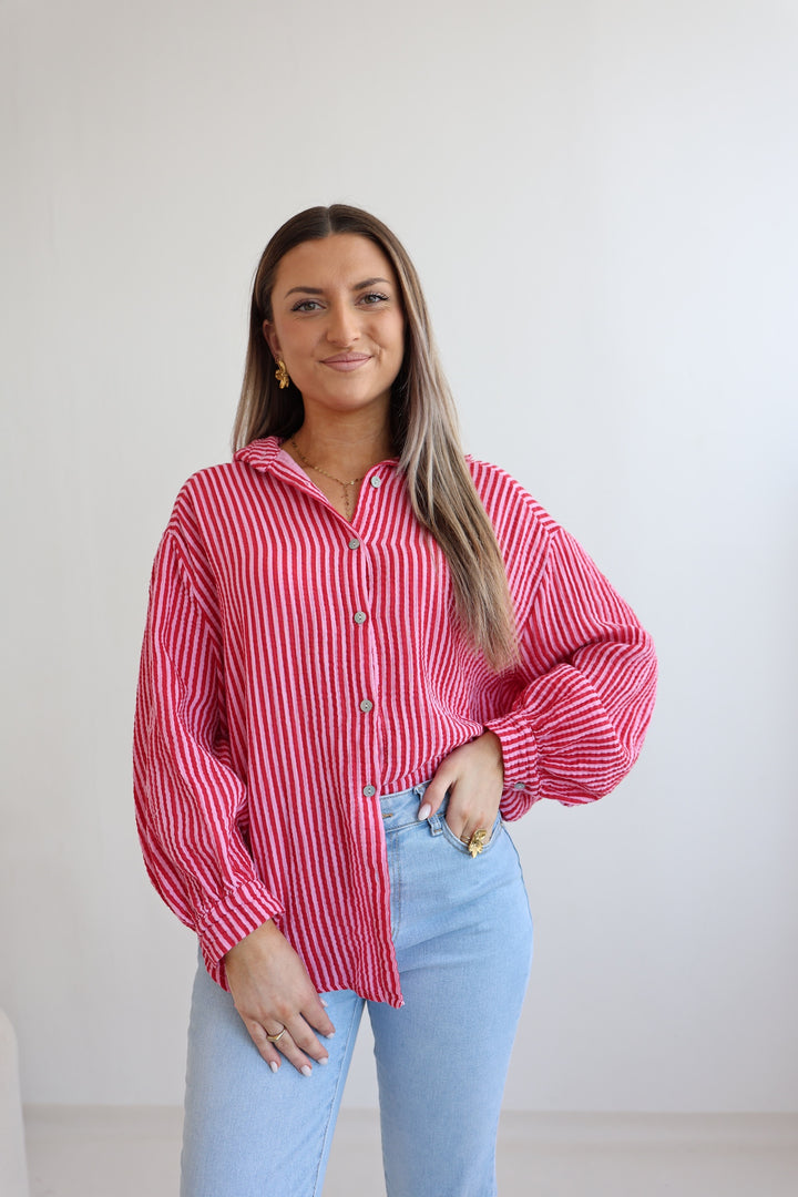 Kurzes Blusenhemd aus Musselin Wide Stripes