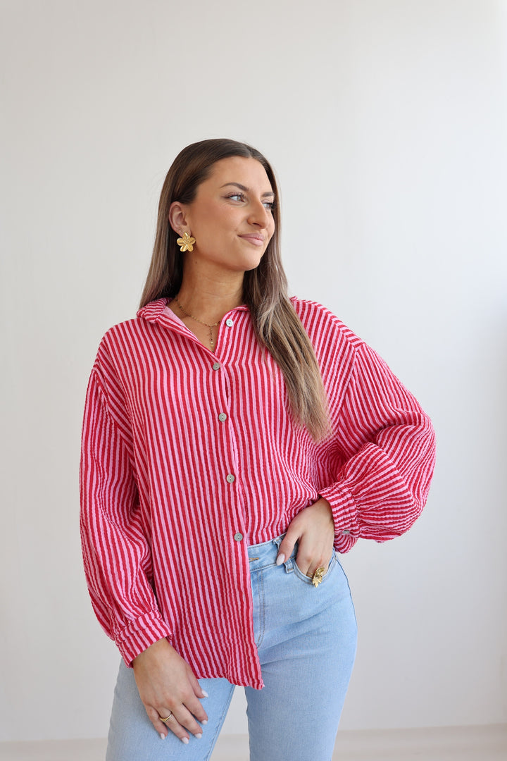 Kurzes Blusenhemd aus Musselin Wide Stripes
