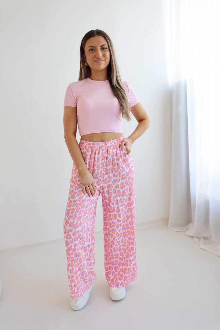 Lange Musselinhose mit Leoprint Leolove