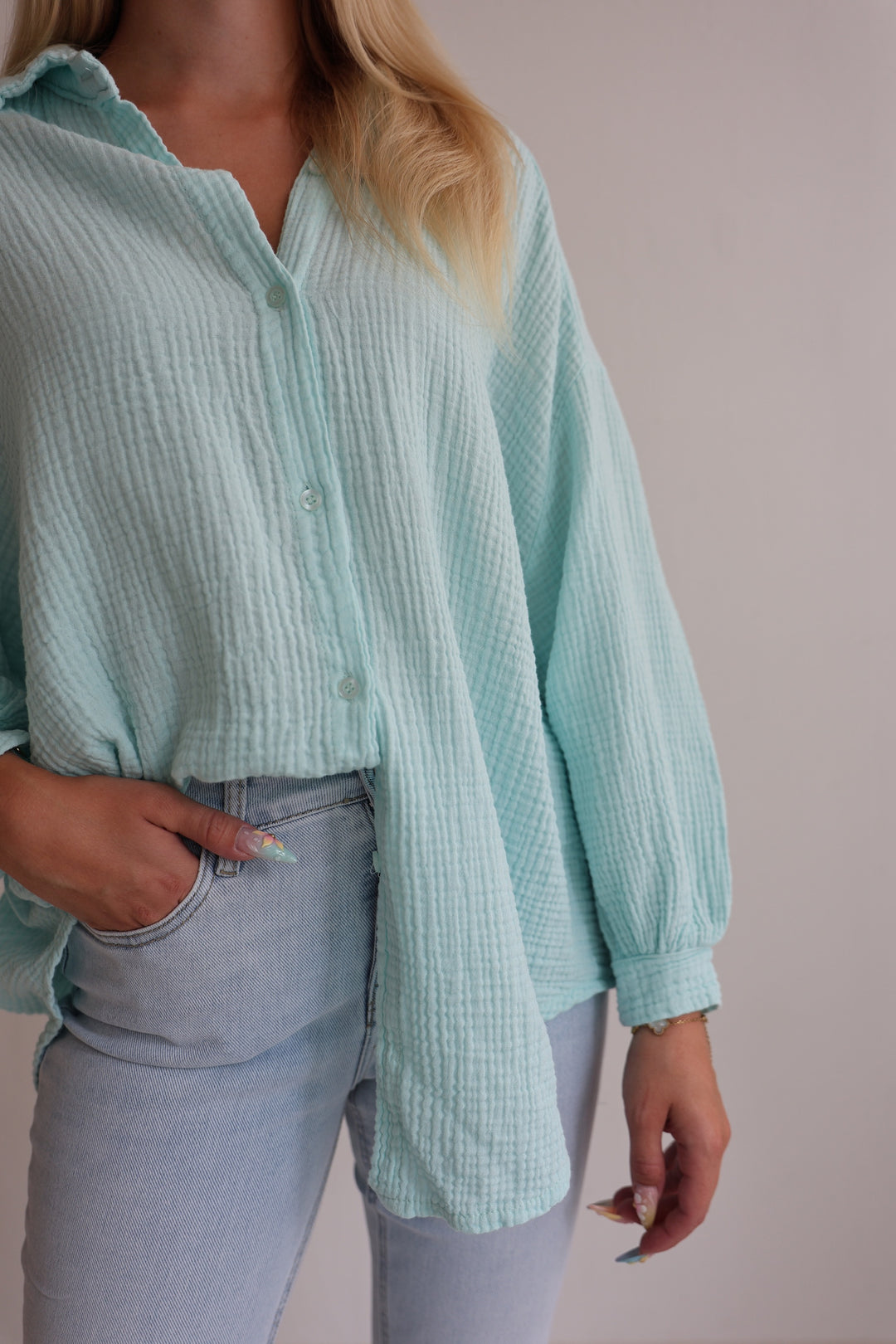 Oversize Blusenhemd aus Musselin Golden Eye