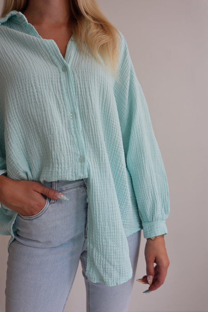 Oversize Blusenhemd aus Musselin Golden Eye