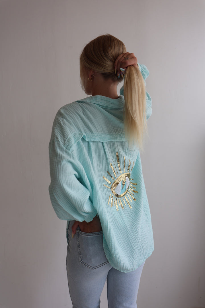 Oversize Blusenhemd aus Musselin Golden Eye