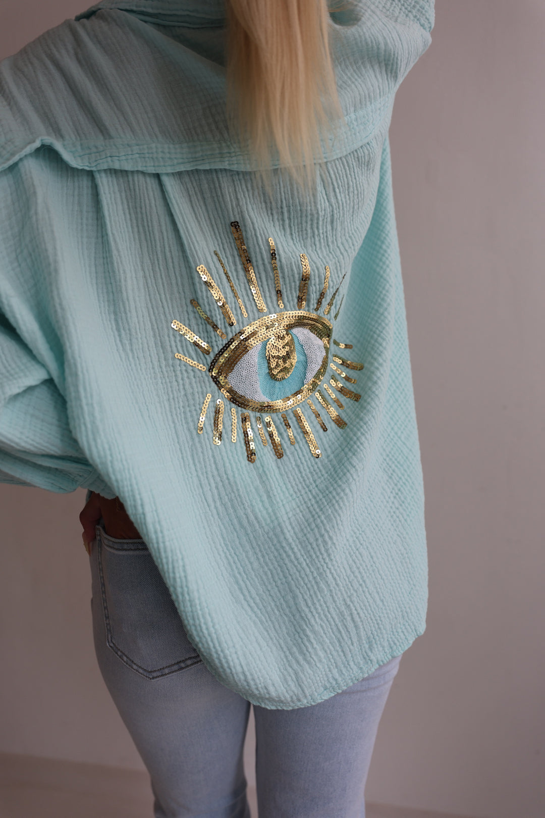 Oversize Blusenhemd aus Musselin Golden Eye