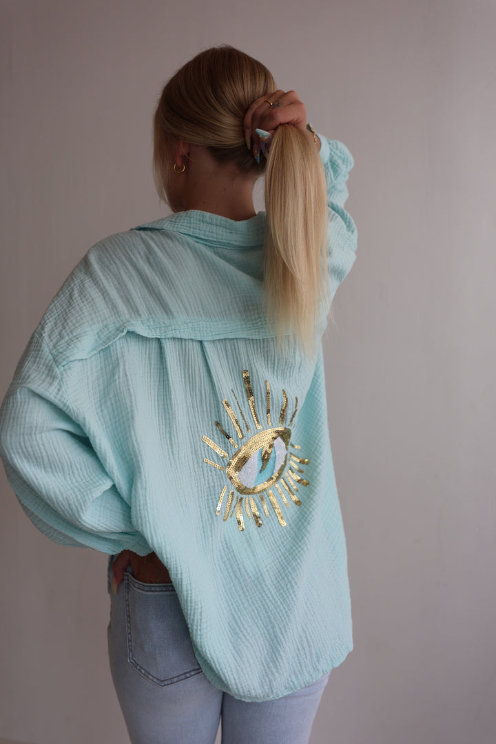 Oversize Blusenhemd aus Musselin Golden Eye
