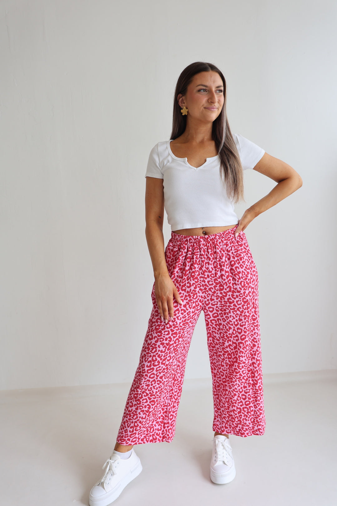3/4 Musselinhose mit Leoprint