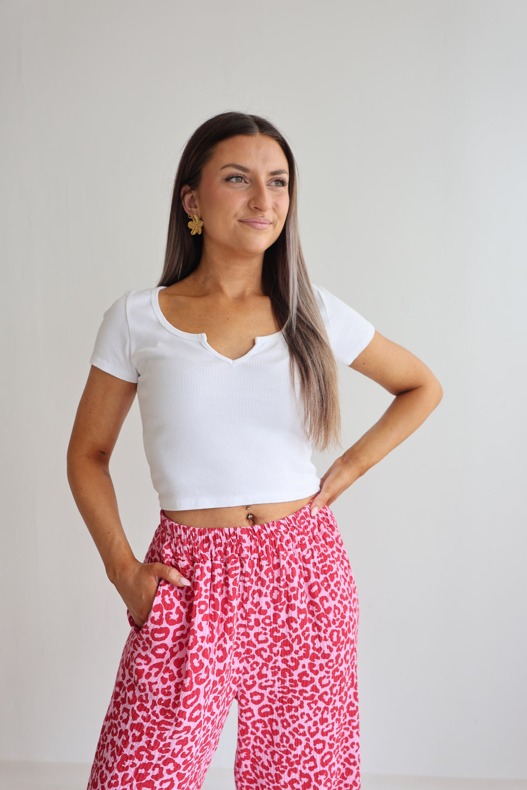 3/4 Musselinhose mit Leoprint