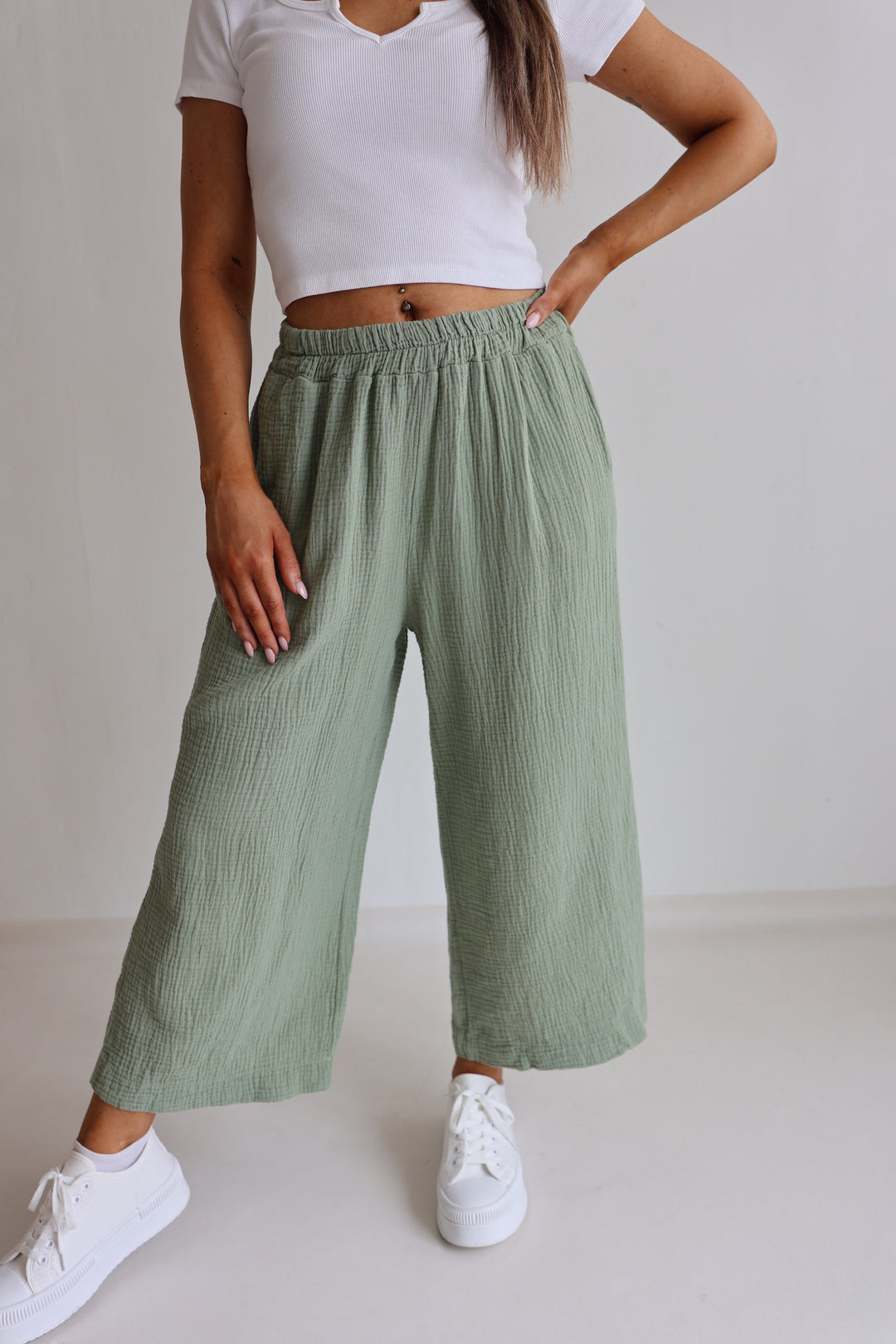 3/4 Musselinhose Casual Fit