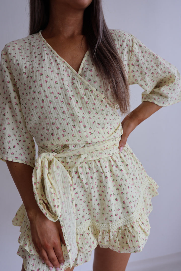 Wickelbluse aus Musselin Flowers & Love