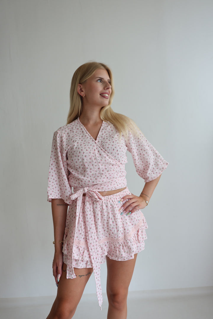 Wickelbluse aus Musselin Flowers & Love