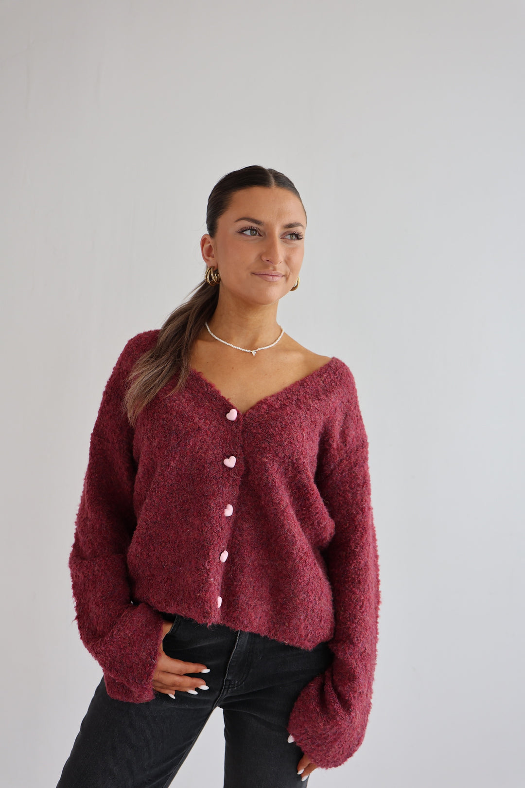 Kuscheliger Cardigan mit Herzknöpfen Tara