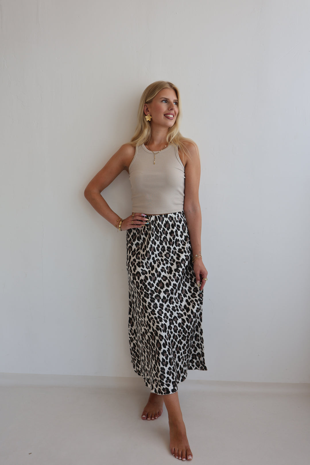 Langer Rock mit Leoprint Lion