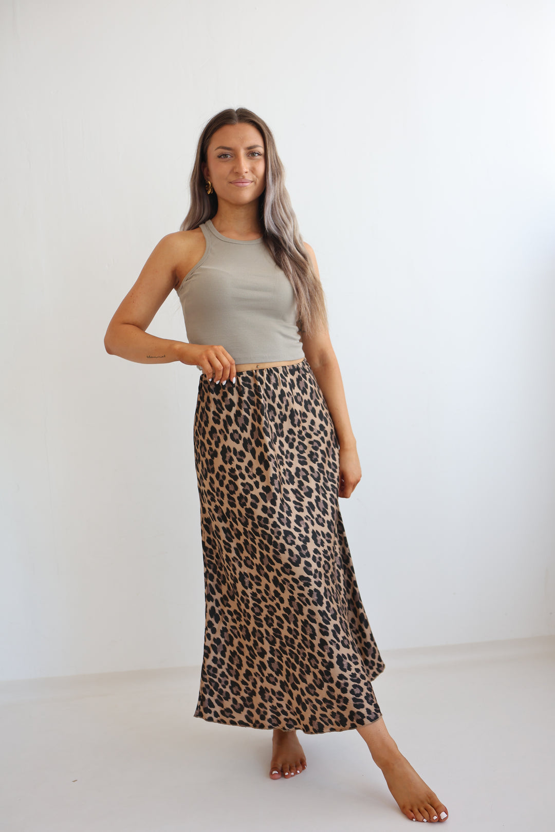 Langer Rock mit Leoprint Lion