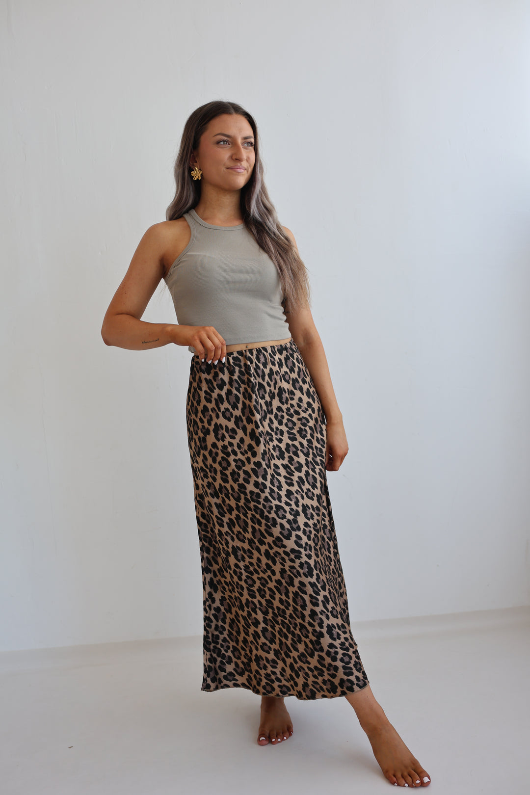 Langer Rock mit Leoprint Lion