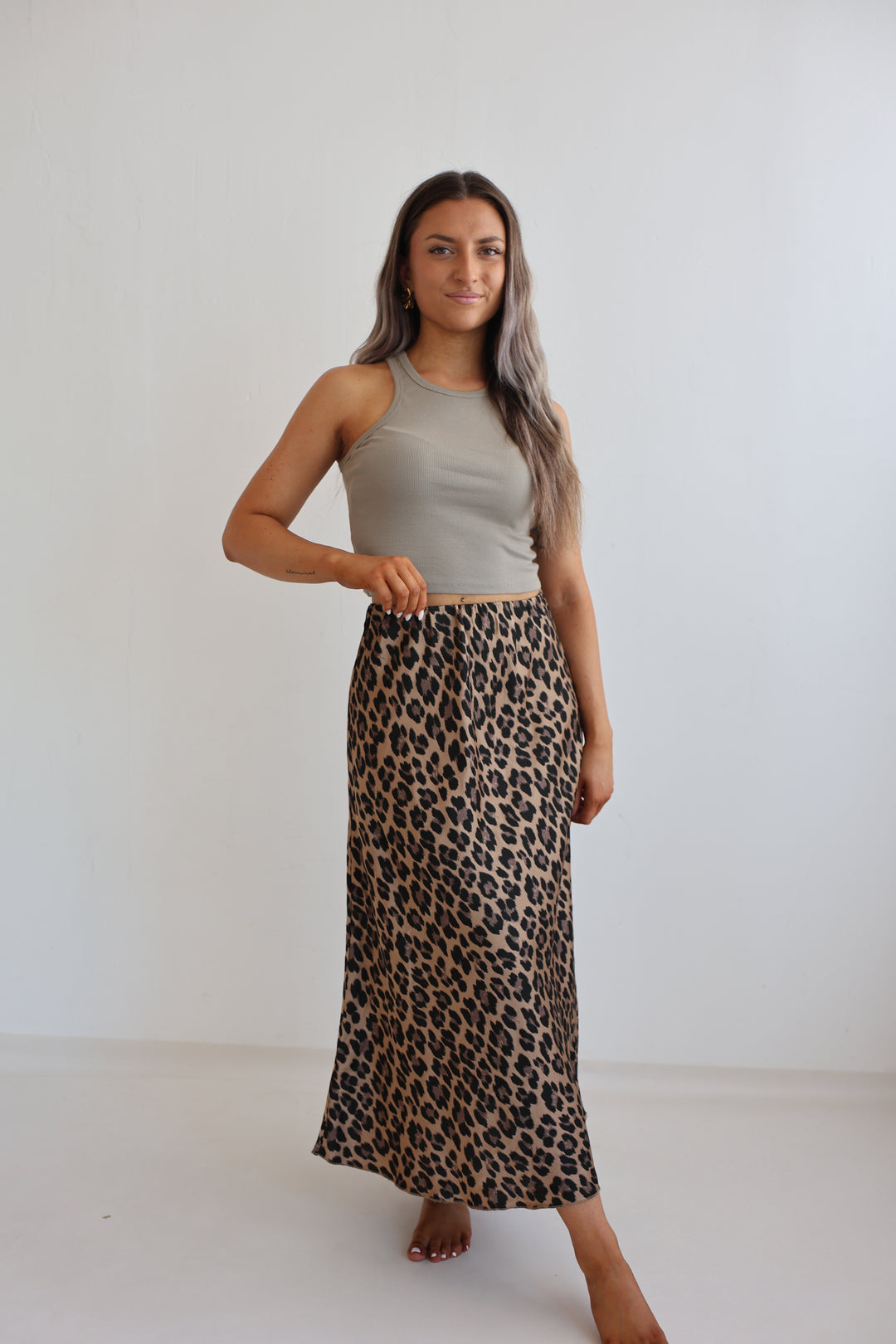 Langer Rock mit Leoprint Lion