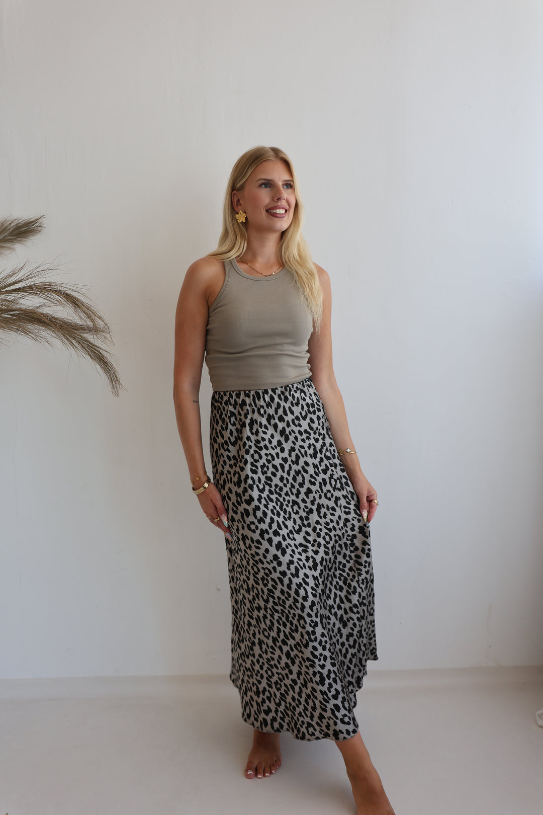 Langer Rock mit Leoprint Lion