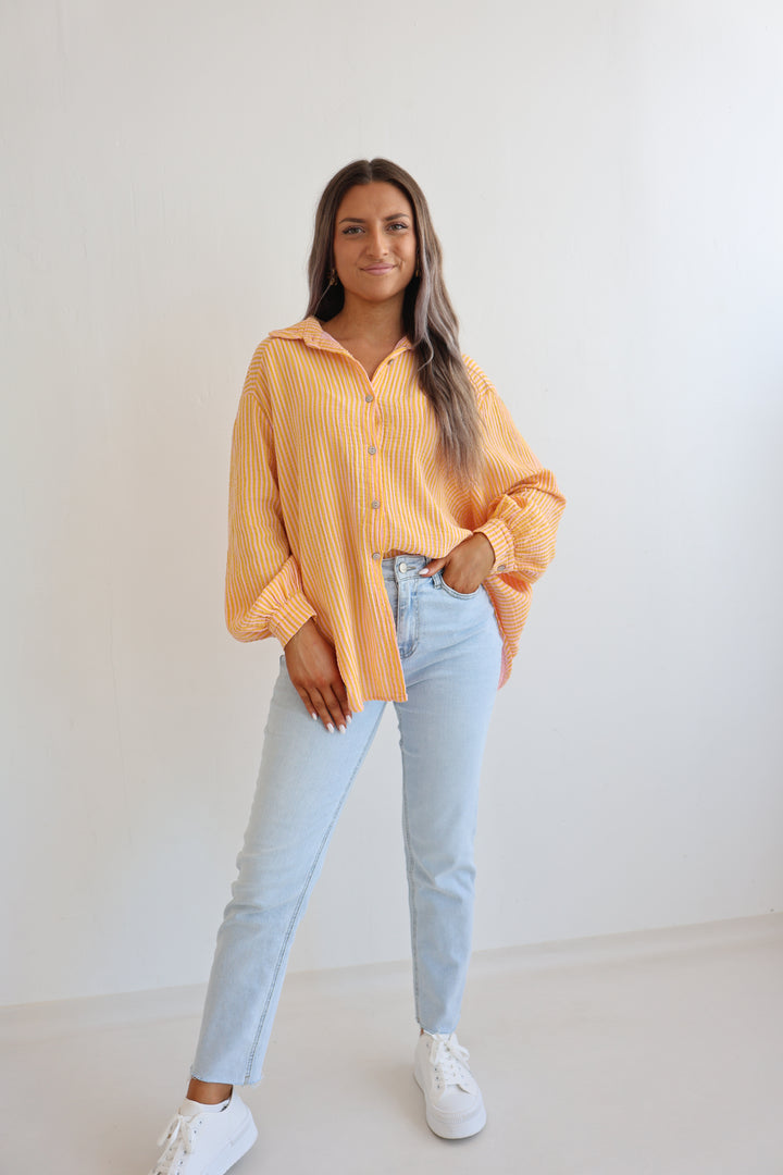 Kurzes Blusenhemd aus Musselin Wide Stripes