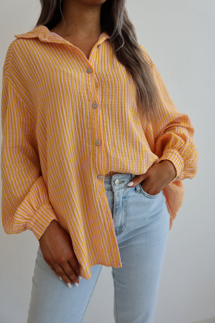 Kurzes Blusenhemd aus Musselin Wide Stripes