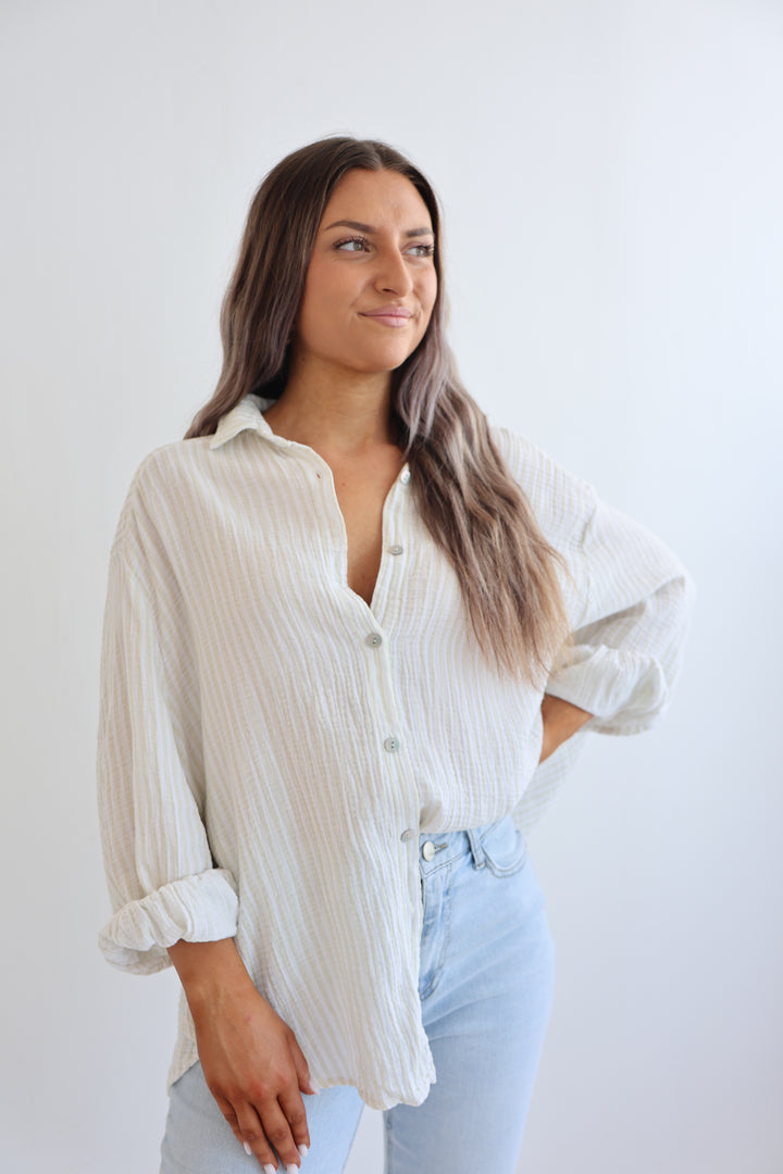 Kurzes Blusenhemd aus Musselin Wide Stripes
