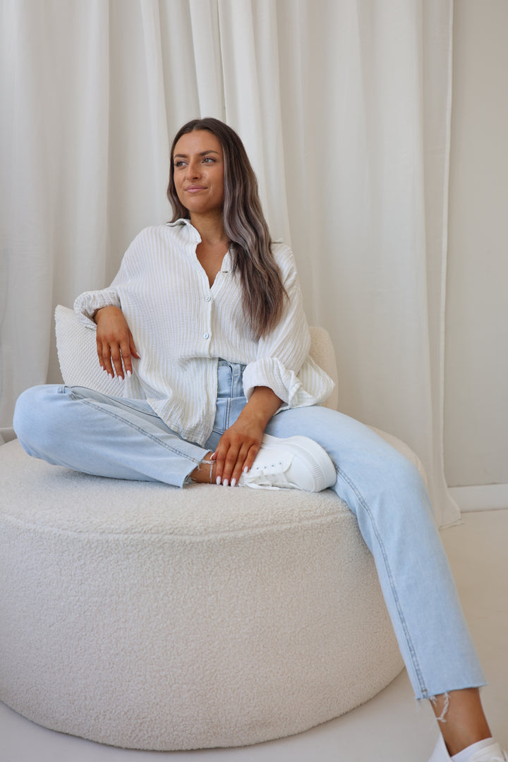 Kurzes Blusenhemd aus Musselin Wide Stripes